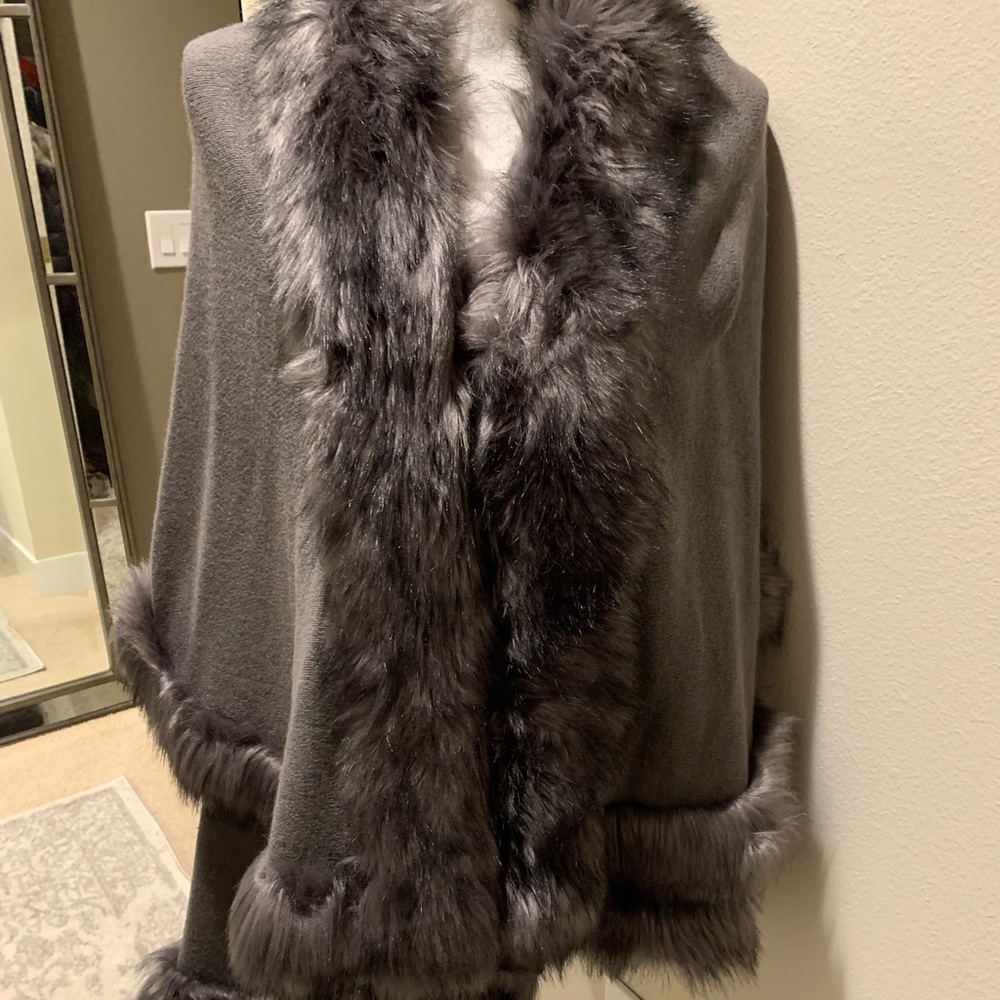 Faux Fur Grey Shawl